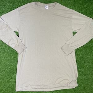 vintage single stitch t shirt LG Long Sleeve Duke Athletic Product Beige EUC 80s